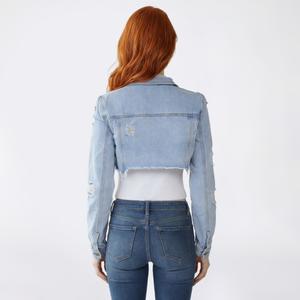 Juniors Madden Girl Destructed Cropped Denim Jacket alternate view